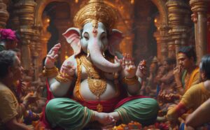 Traditional offering of Kaith and Jamun fruits to Lord Ganesha