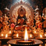 burning diyas on puja