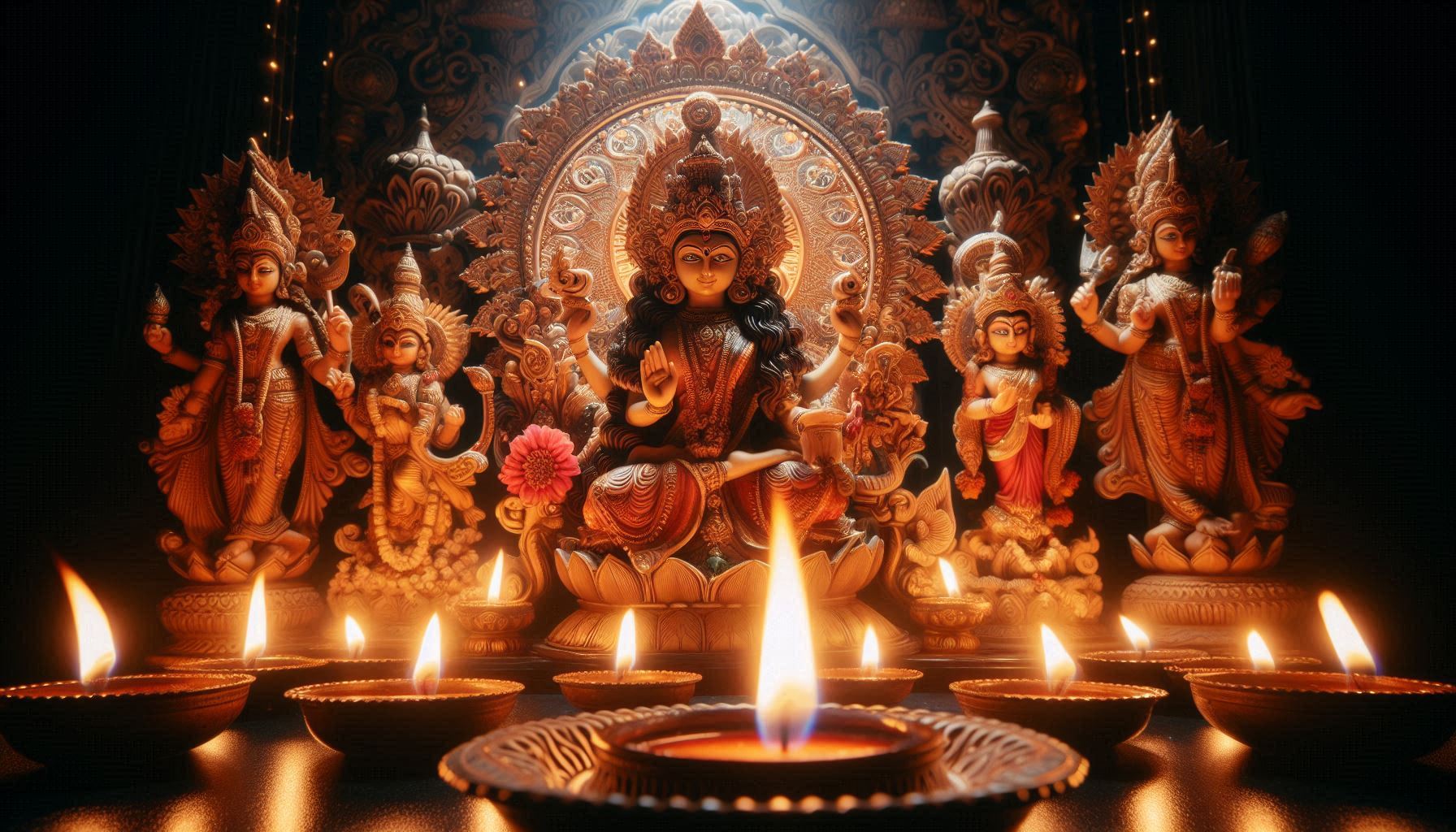 burning diyas on puja