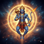 Lord Hanuman meditating with a mace for protection and strength.