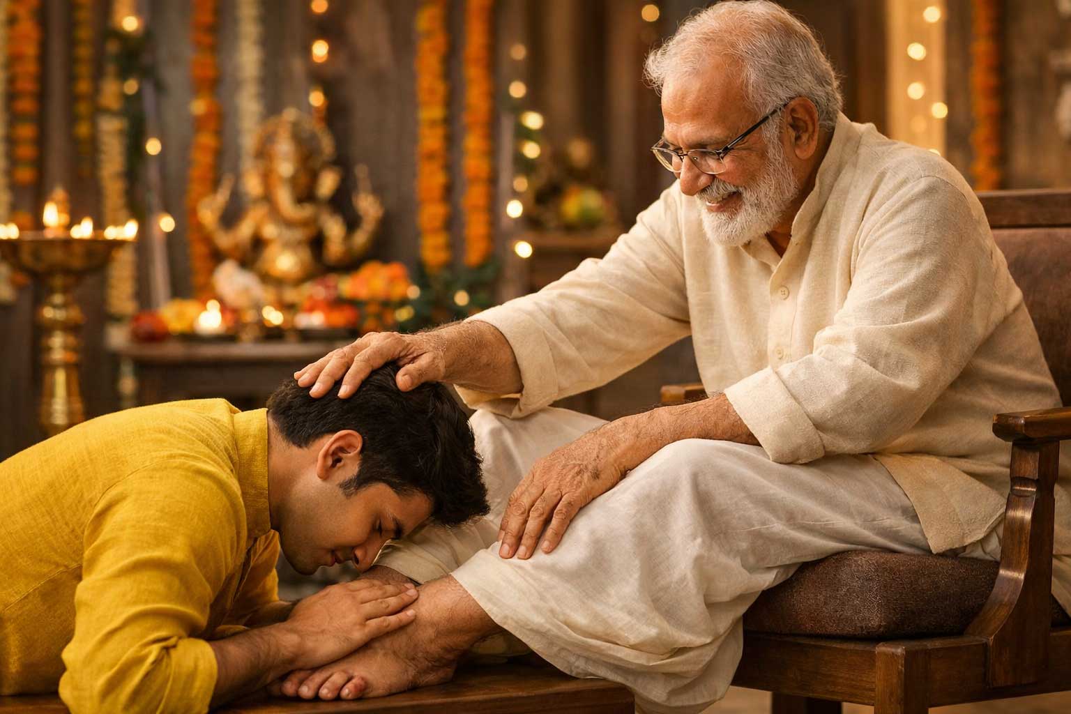 Touching elder's feet in Hinduism